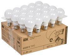 Лампа светодиодная A60 шар 11Вт 230В 6500К E27 (20шт/жкхпак) | код LLE-A60-11-230-65-E27-20 | IEK